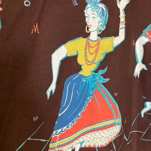 1950s Cotton Circle Skirt with Momba Print Border - Picture 4 of 9